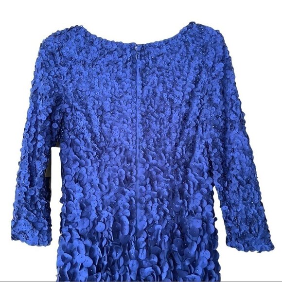 NWT Theia Couture Petal Embellished Designer Boatneck Floor Length Gown Size 8 - Picture 6 of 15